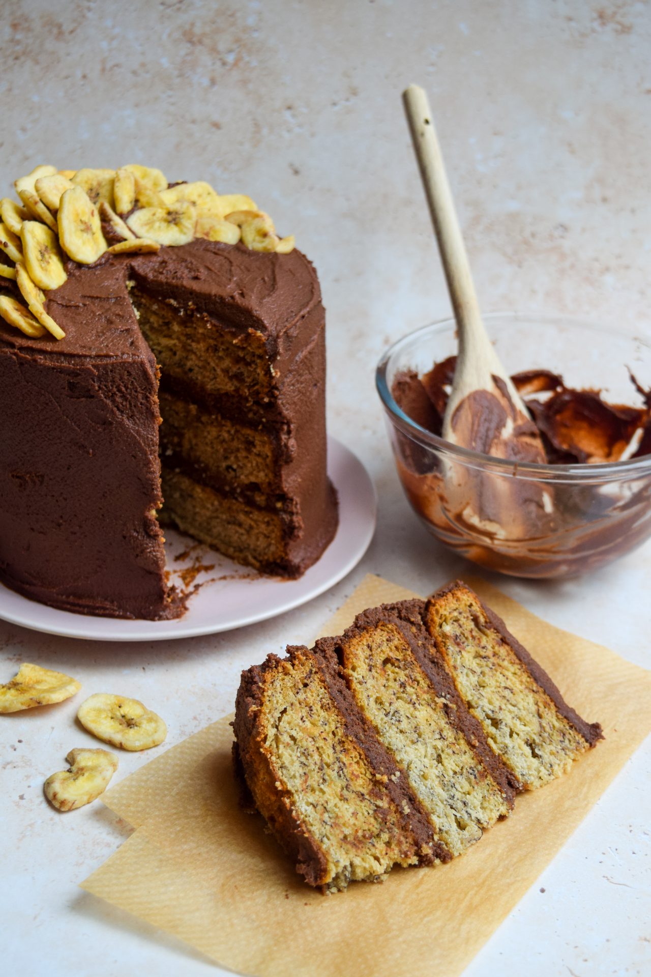Banana-Chocolate Chip Cake With Peanut Butter Frosting Recipe | Bon Appétit