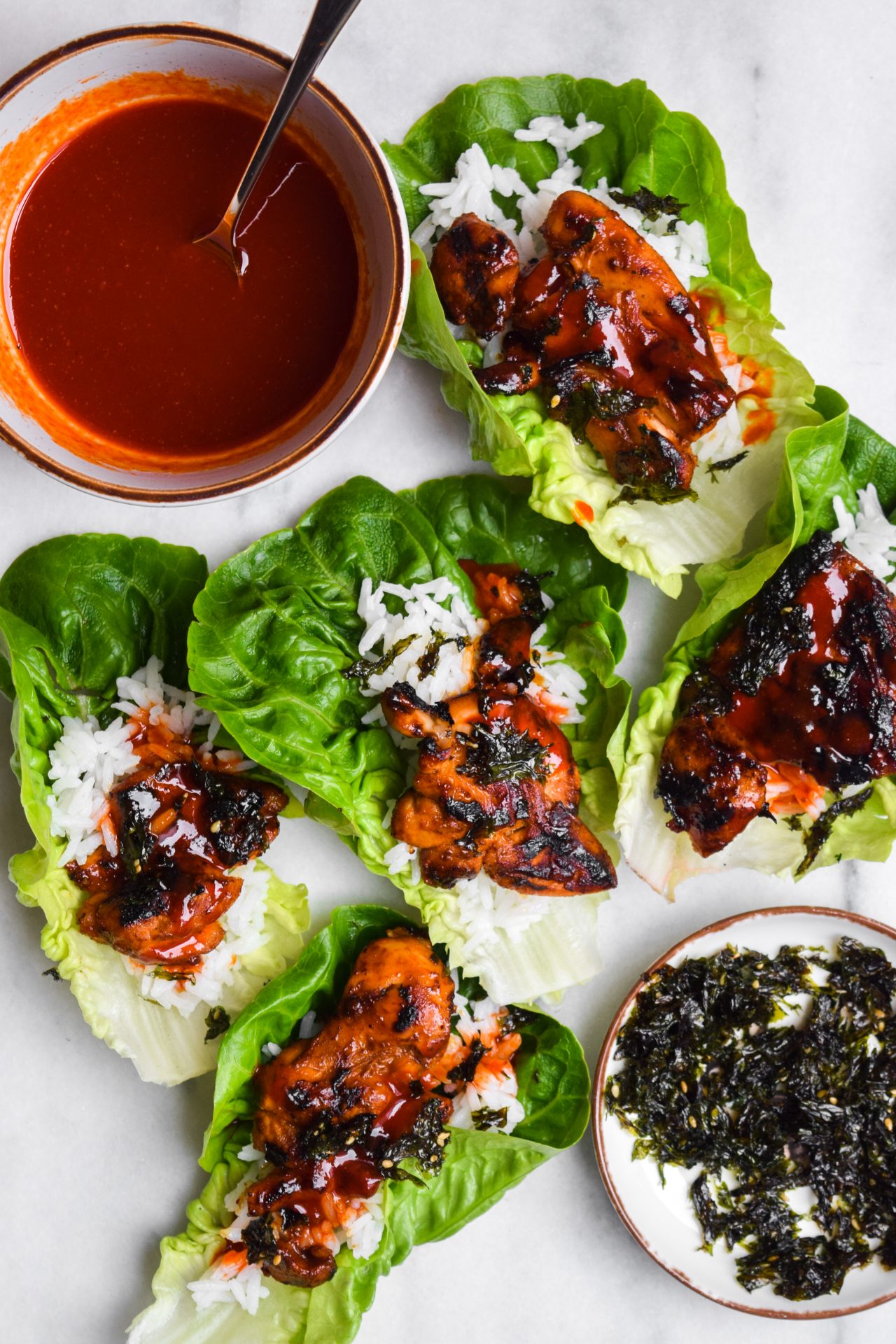 Korean Barbecue-style Chicken Lettuce Wraps | Rachel Phipps