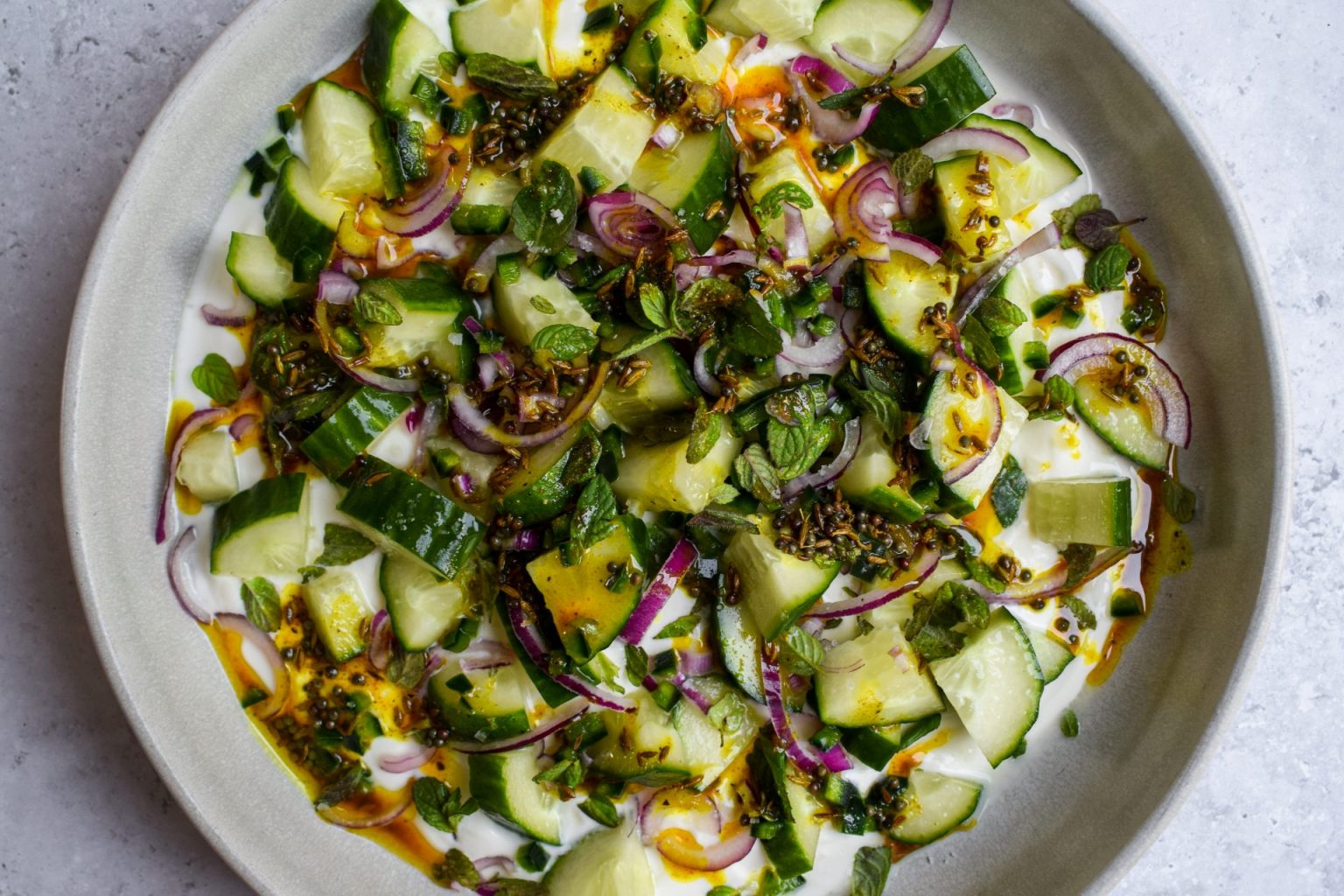 Cucumber Raita Salad Plate | Rachel Phipps